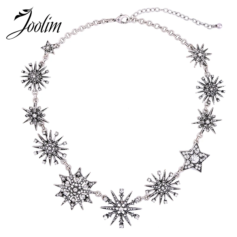 necklace1 Joolim ювелирные изделия оптом/ красивых сверкающих Starburst Снежинка ожерелье браслет комплект ювелирных изделий женщин ювелирные изделия Bijoux - Окраска металла: necklace1