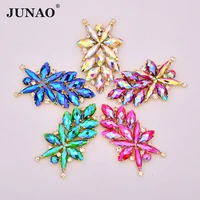 junao 4272mm sewing colorful ab glass rhinestone flower sew on crystal stone flatback gold diamond strass for clothes crafts