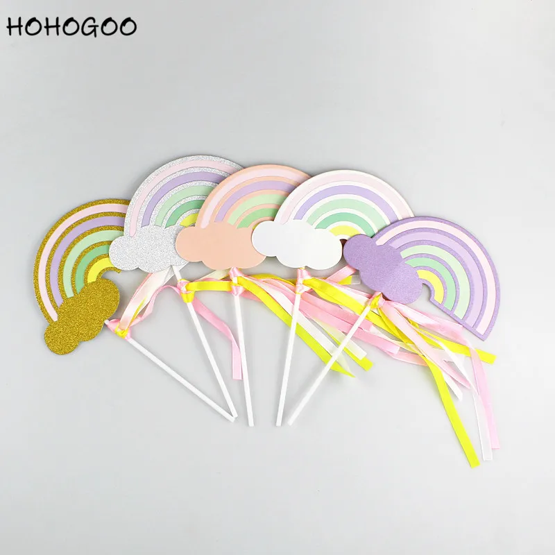 HOHOGOO 1 шт. 5 цветов радуги облако узор торт Топпер Бумага Baby Shower День рождения DIY