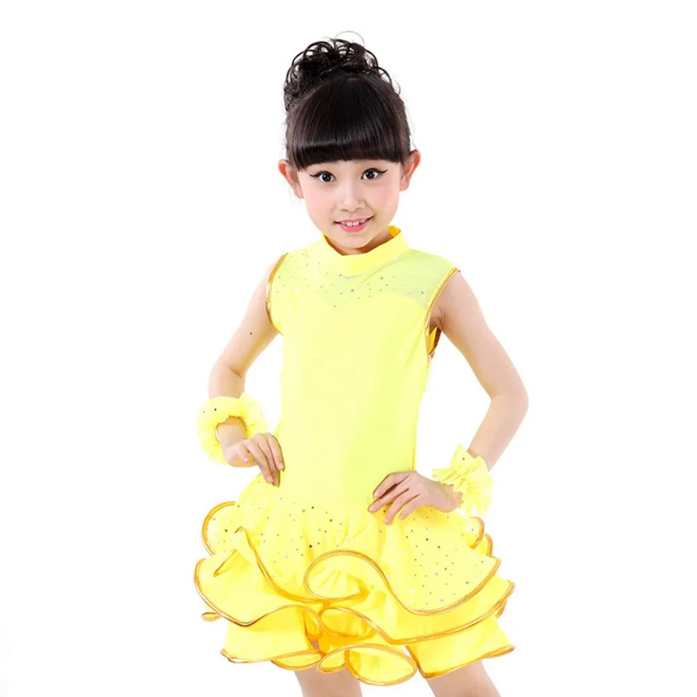 Summer Fashion Girls Kids Children Performance Stage Sleeveless Dancewear Ballroom Latin Salsa Dance Dresses Dress Vestido S3011 | Детская