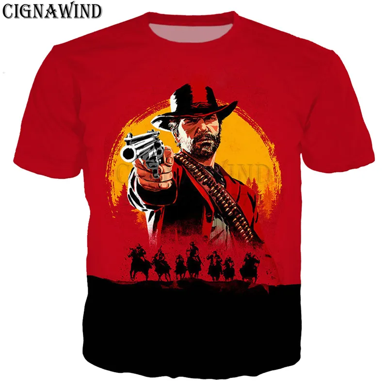 Модные популярные горячие игры красные изображения из фильма «red Dead Redemption» 2 футболки для мужчин/женщин 3d печать футболки Повседневная Harajuku стиль футболка уличная топы - Цвет: 05