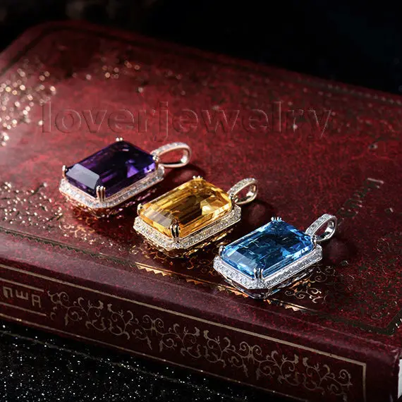 LOVERJEWELRY три вида драгоценных камней винтажная изумрудная огранка 10x14 мм Твердый