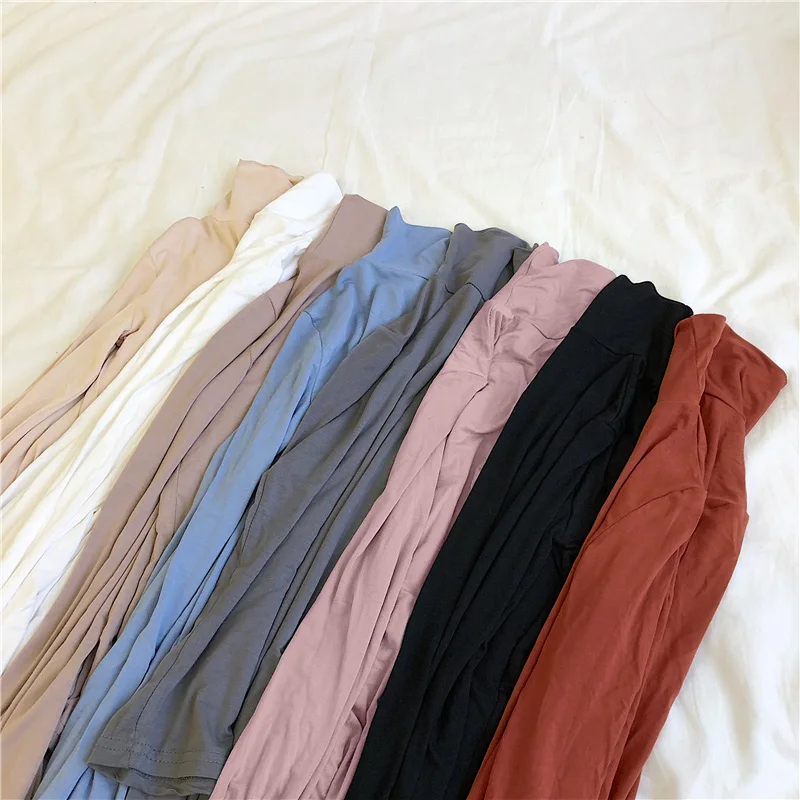 Женская Повседневная футболка с длинными рукавами однотонная зимняя Базовая