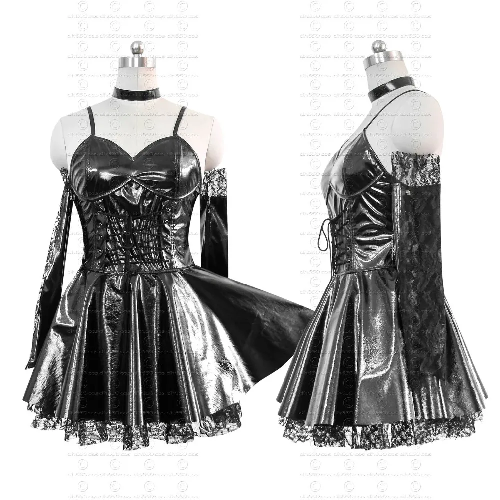 Костюмы DEATH NOTE Misa Amane имитация кожи сексуальные топы без рукавов кружевное платье