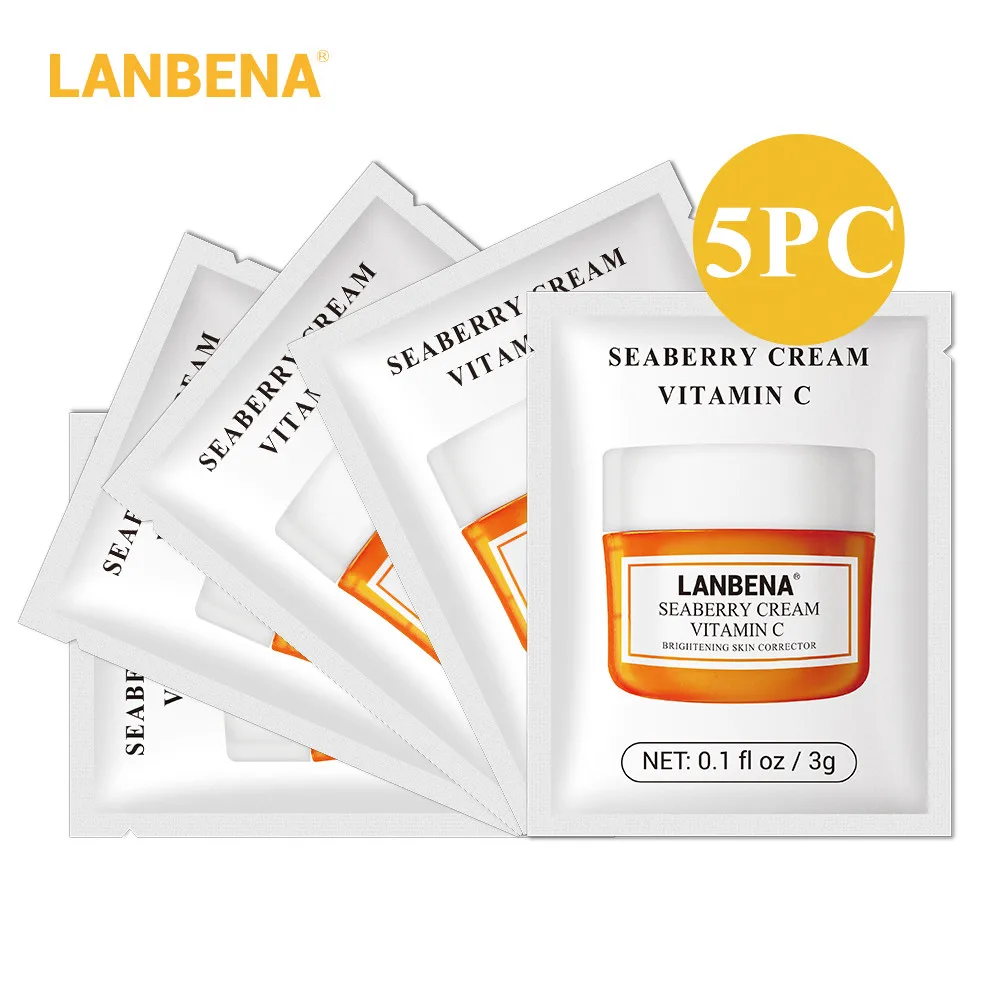 5pcs Seaberry VC LANBENA крем для лица Гиалуроновая кислота крем для лица против морщин отбеливающий увлажняющий против старения Витамин С Сыворотка лечение акне лифтинг 3 г - Цвет: 5pcs Seaberry VC