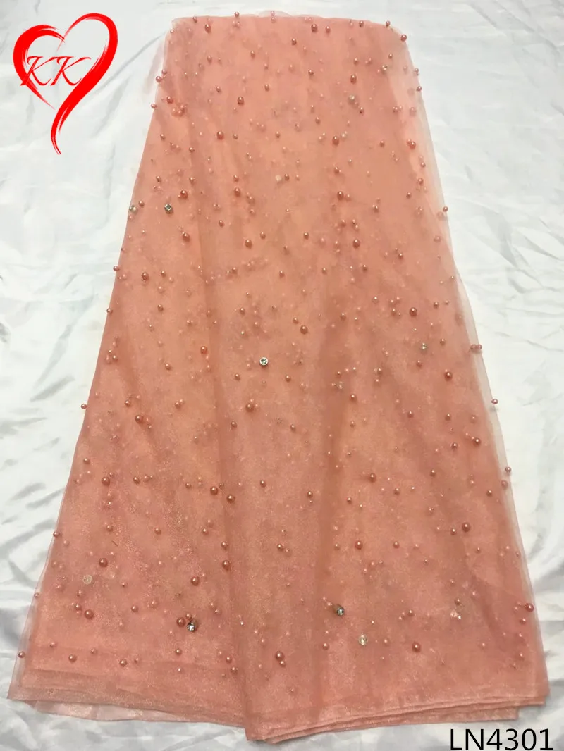 LN43 KK бисером тюль кружевной ткани Нигерии для свадьбы 2017 африканских