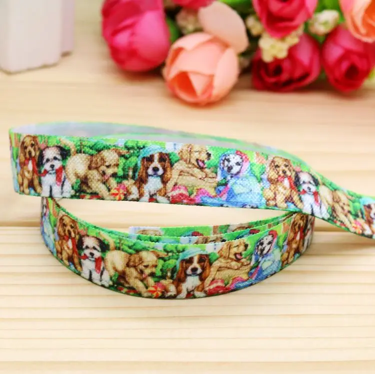 5/8 дюйма складная эластичная повязка на голову с принтом собаки головной убор для