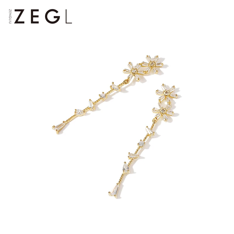 Серьги-кисточки женские ZEGL маленькие модные серьги с цветами 2019 | Украшения и