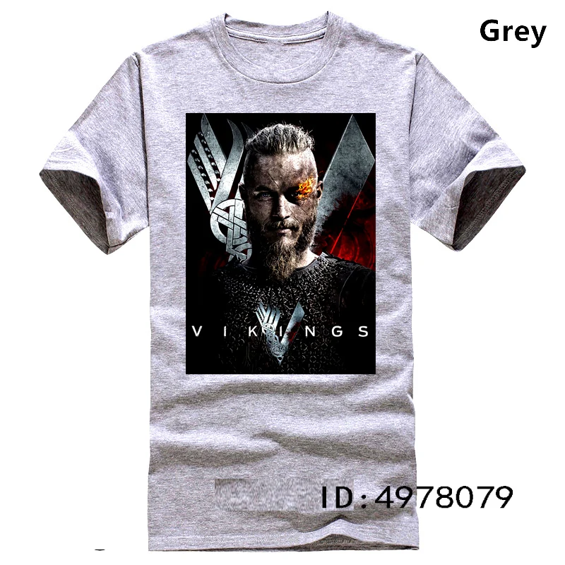 Vikings Ragnar, Мужская футболка для бровей, ТВ-шоу, Lothbrok King Norse Warrior, футболка с короткими рукавами - Цвет: Серый