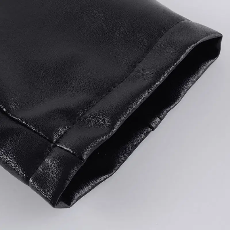 Модная новинка 2018 женские Куртки из искусственной кожи с v образным вырезом на