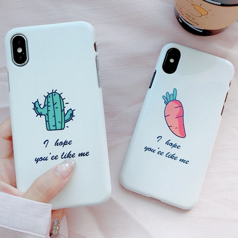Окрашенный чехол для телефона в форме кактуса iPhone X 8 Plus корейский стиль 6 6S 7