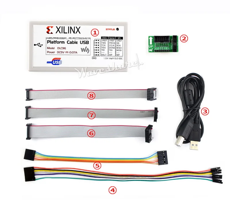 Плата Waveshare с USB кабелем программатором и отладчиком для устройств Xilinx PROMs