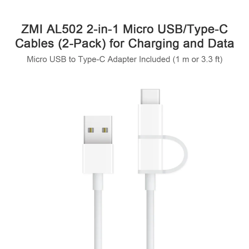 ZMI 2 в 1 Micro usb type-C кабель для быстрой синхронизации и быстрой зарядки данных type C кабели для зарядки для huawei samsung LG