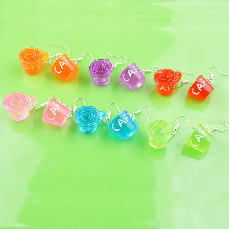 Модные серьги из смолы кофейной чашки кофейные кружки серебристого цвета