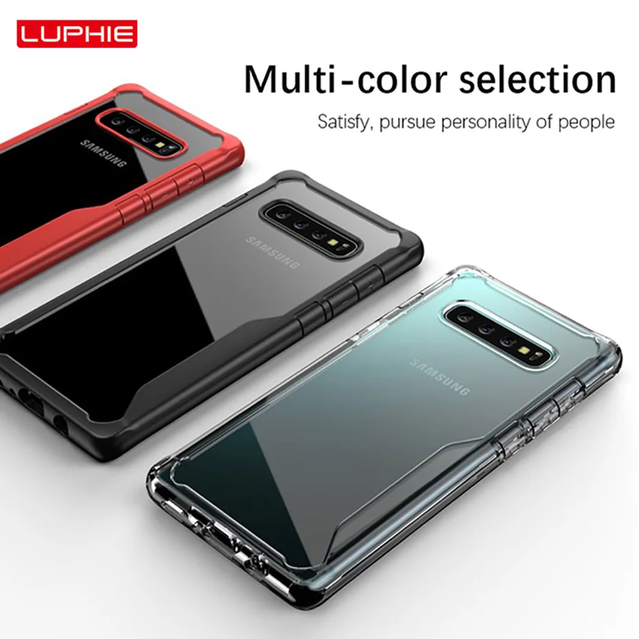 LUPHIE Shockproof Armor Case For Samsung Galaxy S10 Plus S10e Transparent Cases Cover Silicone Coque |