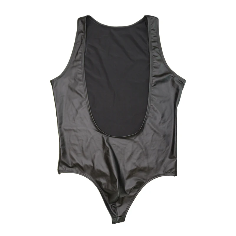 Hot Mens Sexy Lingerie Latex Jumpsuits Black Patent Leather Sleeveless Erotic Bodysuit Jumpsuit Male Nightclub Costumes New |