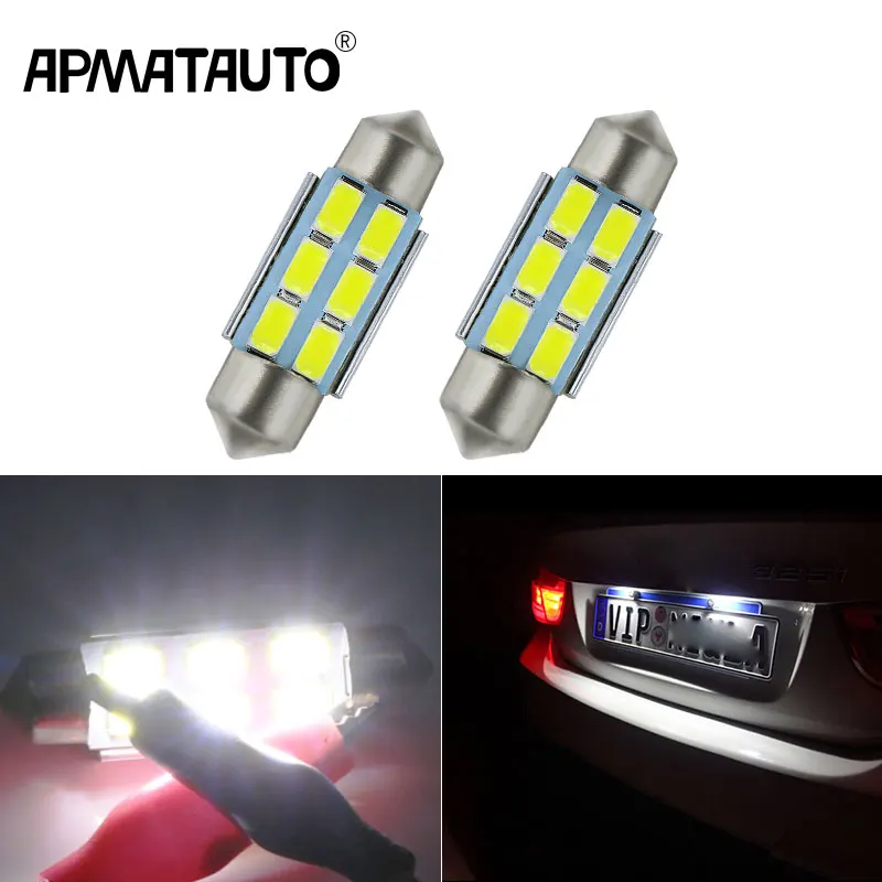 2 шт. Автомобильные светодиодные лампы 36 мм C5W 5730 SMD 12 В для BMW E36 E39 E46 E90 E91 E92 E53 E60 E65