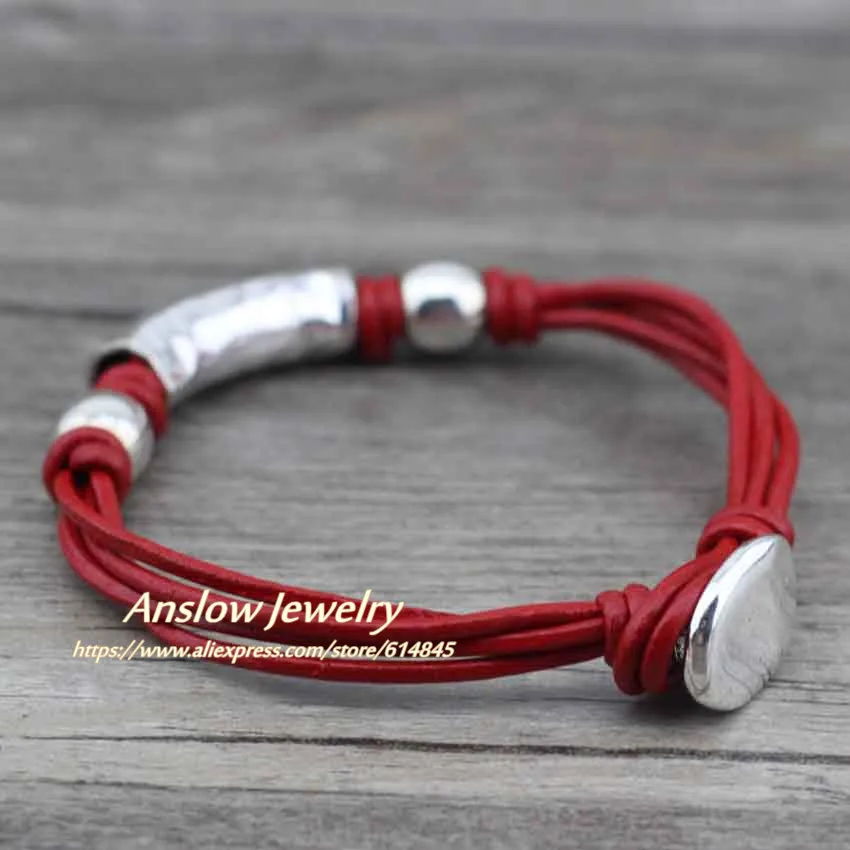 Винтажный Браслет Anslow из натуральной кожи для мужчин и женщин Лидер продаж