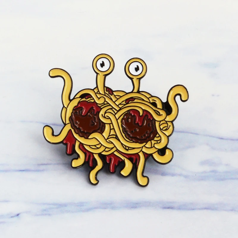 Pastafarianism эмалированная брошь FSM значок джинсовая одежда рубашка сумка Кнопка булавки Забавный мультфильм ювелирные изделия креативный подарок для друзей