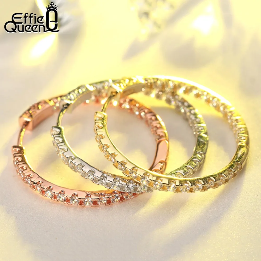 Женские серьги-кольца с фианитами винтажные большие DOE137 |