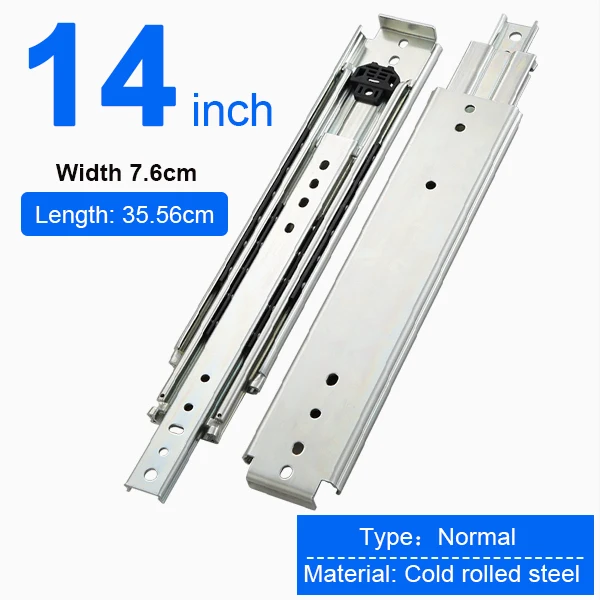14inch(356mm) Выдвижной ящик сверхмощный шкаф направляющая 3 Раза Шарикоподшипник 220 кг сверхмощный телескопические промышленные направляющие - Цвет: 14inch(356mm)