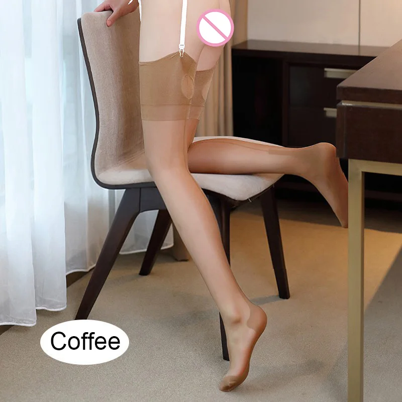 coffee Винтажное сексуальное женское белье, женские чулки, широкие ребра, с манжетами, прозрачные, со швом сзади, с замочной скважиной, на Кубинском каблуке, облегающие высокие чулки - Цвет: coffee