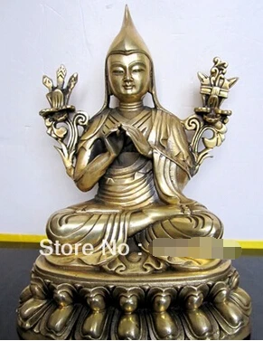 Бесплатная доставка Тибетский Tsongkhapa Бронзовая статуя Будды|statue|statues buddhastatue bronze |