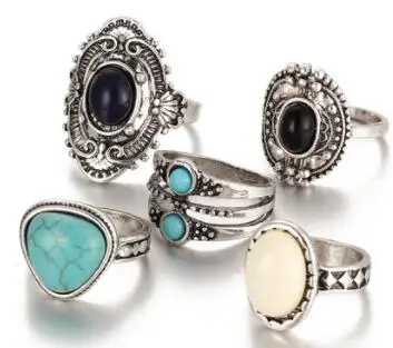 5 шт./компл. античное серебро Цвет Бохо миди кольцо Набор Винтаж стимпанк аниллос