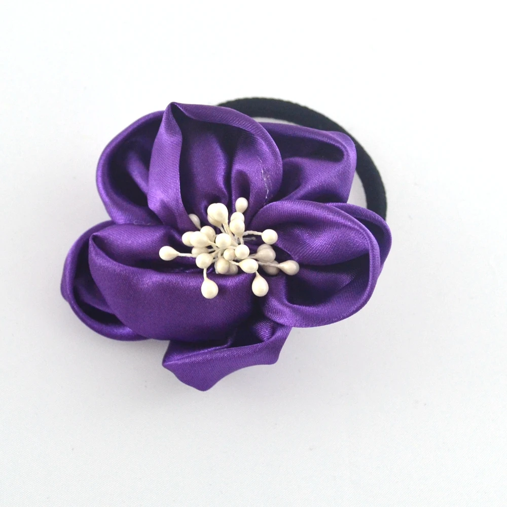 High-grade cloth art with flowers and stamens fabrics elastic rubber bands children's accessories | Украшения и аксессуары