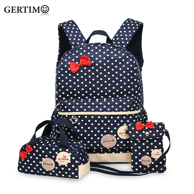 

Set of 3 School Backpacks for Teenagers Girls Schoolbag Large Capacity Students Dot Printing Rucksack Bagpack Cute Book Bag 2018
