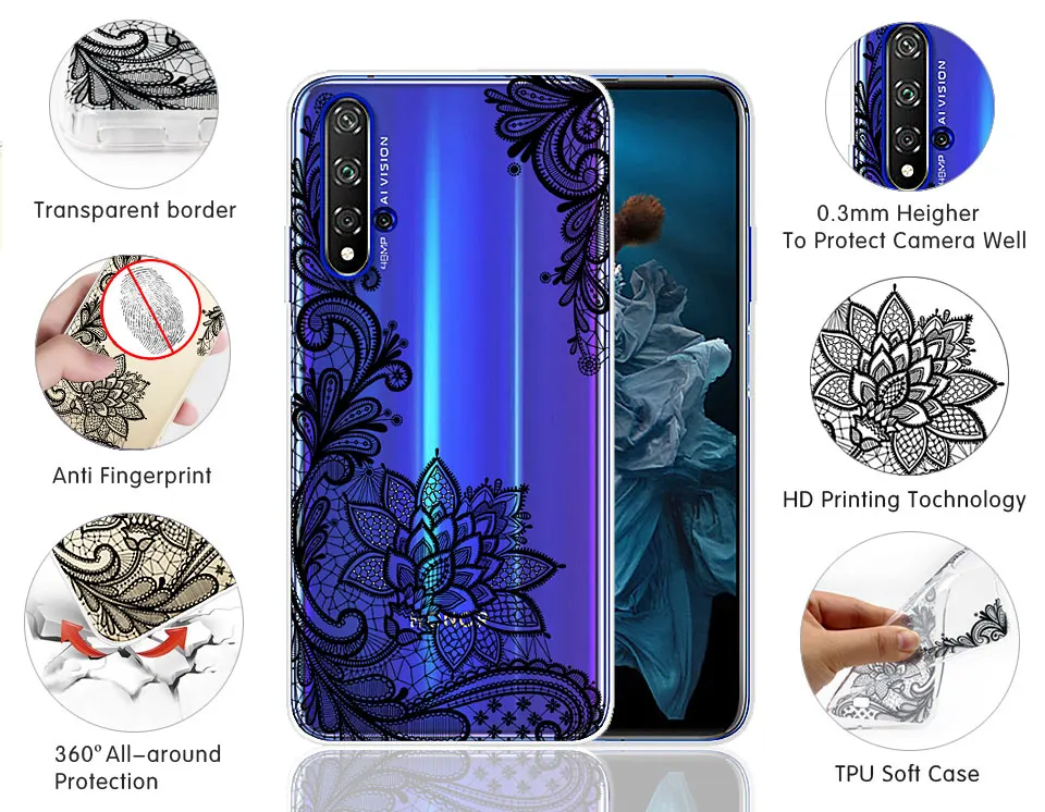 Чехол для Huawei Honor 20 чехол телефона мягкий силиконовый с принтом защитная задняя