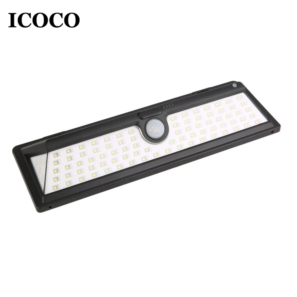 Icoco 90leds Водонепроницаемый солнечные ПИР движения Сенсор настенный свет Широкий