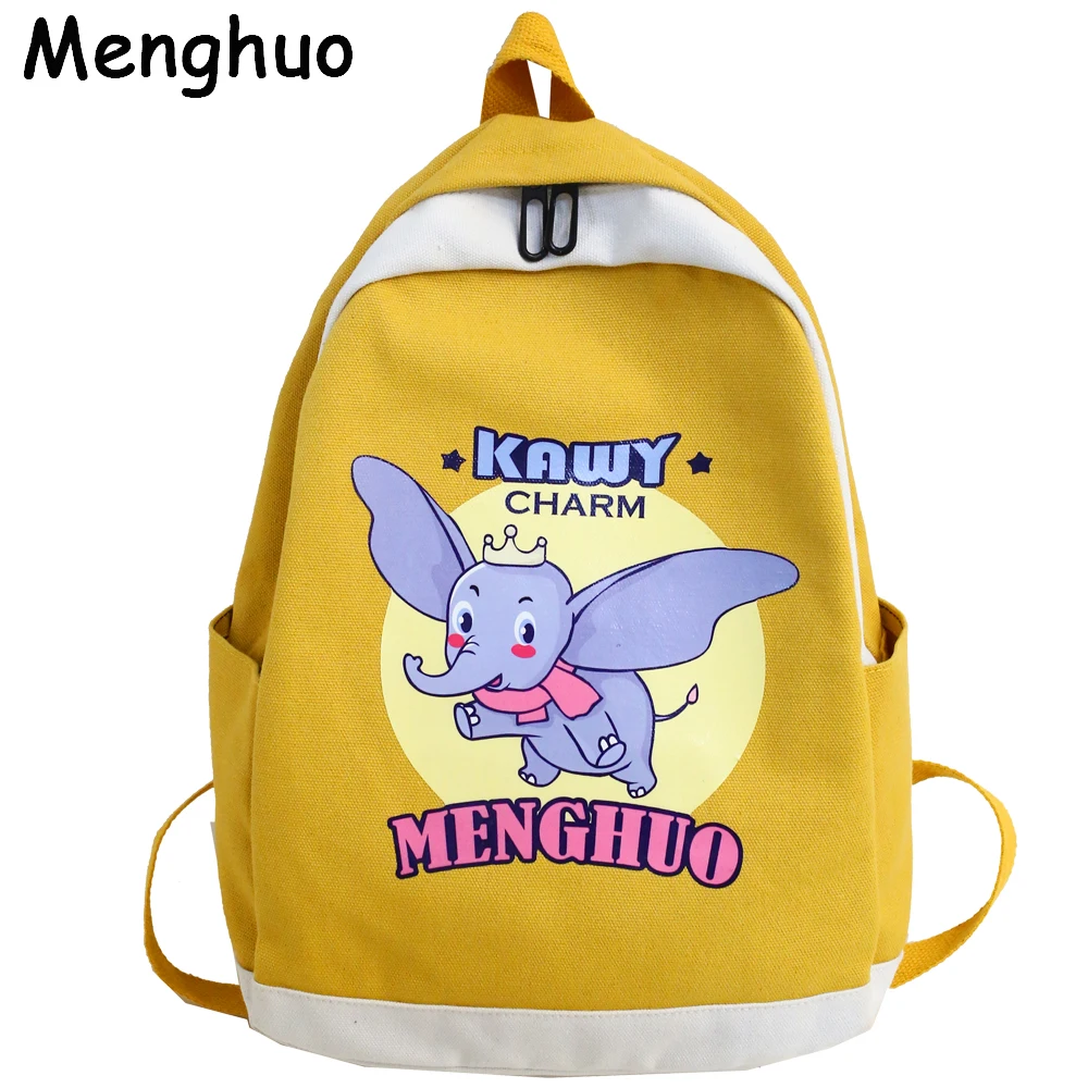Женский холщовый рюкзак Menghuo Elephant школьная сумка в стиле преппи для