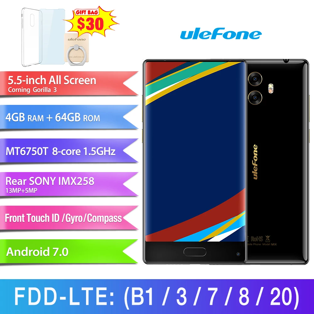 Ulefone MIX 4 ГБ + 64 спереди идентификации отпечатков пальцев двойной задней камерами 5