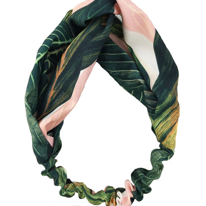 Скрещенные эластичные турбаны для отпуска девочек спортивные Растительные