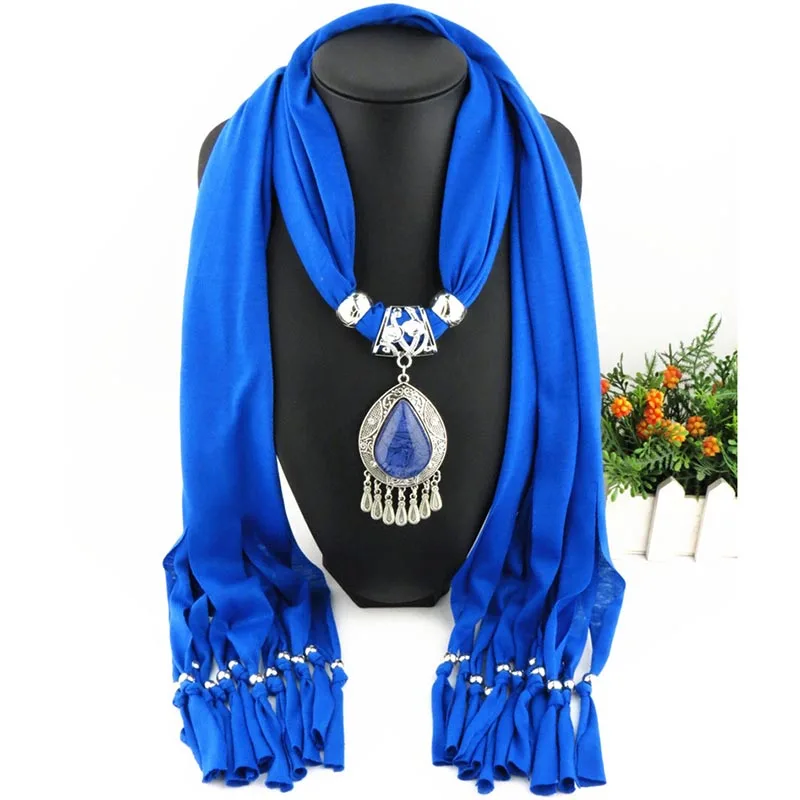 RUNMEIFA новинка ожерелье из полиэстера с керамическими бусинами однотонный шарф