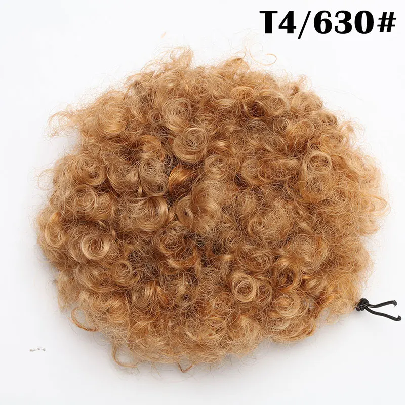 light-dark auburn-1 S-noilite " 8" синтетический слоеный афро короткий кудрявый шиньон волос булочка шнурок конский хвост обруч шиньон поддельные волосы для наращивания - Цвет: light-dark auburn-1