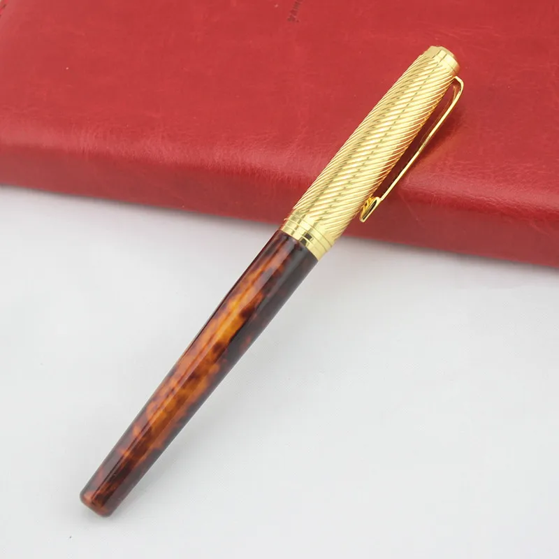 

High Quality Black Gold Fountain Pen 0.5mm Black Ink Refill Metal Pen for Student School Supplies