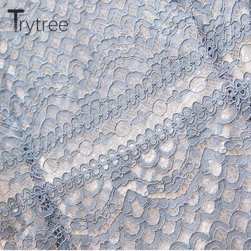 Женское кружевное платье Trytree Повседневное из полиэстера с о-вырезом и оборками