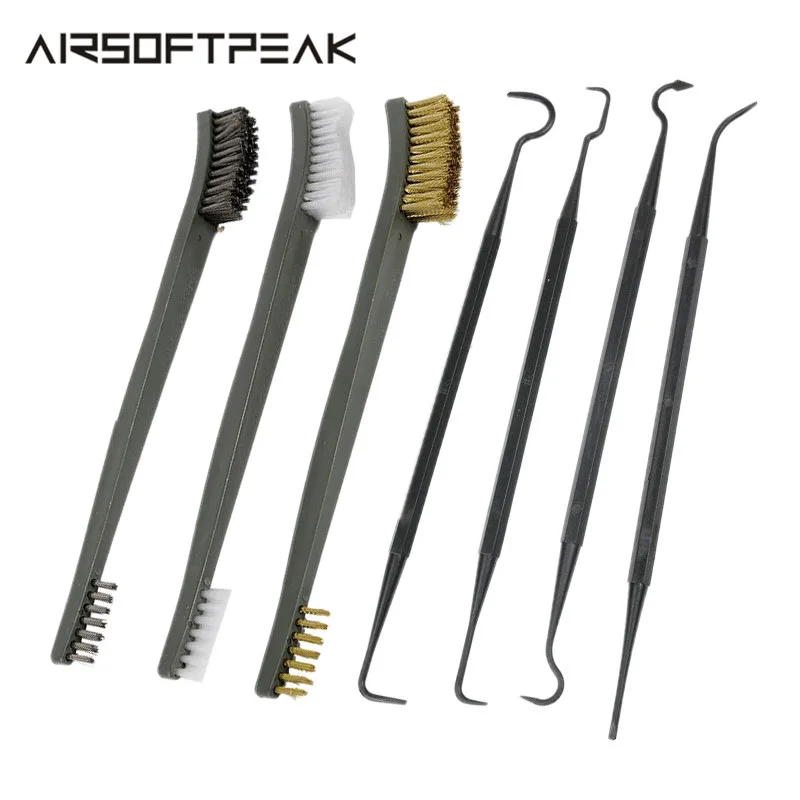 

7pcs/Set 3pcs Wire Brush Cleaning Kit Gun 4pcs Nylon Pick Set Universal Hunting Accessory Cleaning Tactical Rifle Cleaning Tools