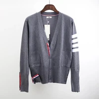 2021 spring and autumn european and american knitted shirts striped cardigan women sweater