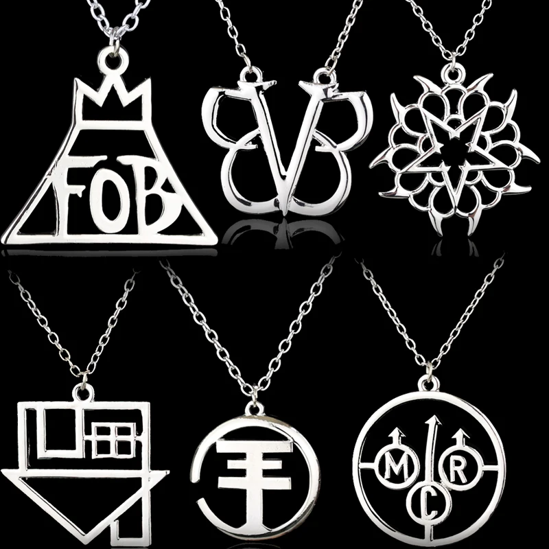Fashion Rock Band Fall Out Boy FOB Rock Music Logo Necklace Classic Music Jewelry Black Veil Brides Rock Music BVB Logo necklace