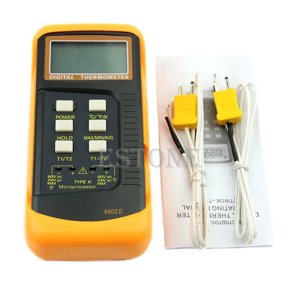 Двухканальный 2 K Type Цифровой Термометр термопары Датчик 1300c 2372f|thermocouple sensor|digital