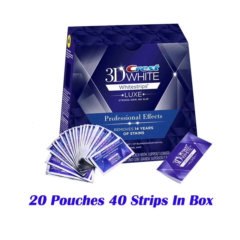 3D белые зубы Whitestrips люкс профессиональный эффект 10/20 лечение оригинальная гигиена полос для отбеливания зубов - Цвет: 20 pouches in box