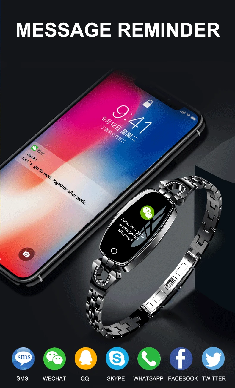 H8 Bluetooth умный Браслет фитнес браслет женский часы пульсометр измеритель
