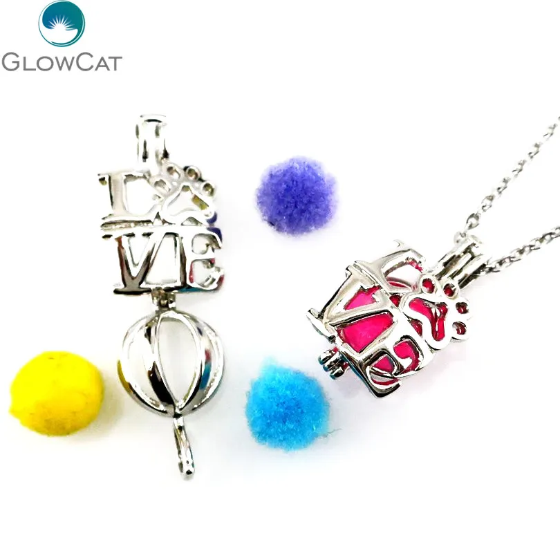 K642 I Love Cat Kitten fingerprint жемчужные бусины клетка медальон Ожерелье Диффузор