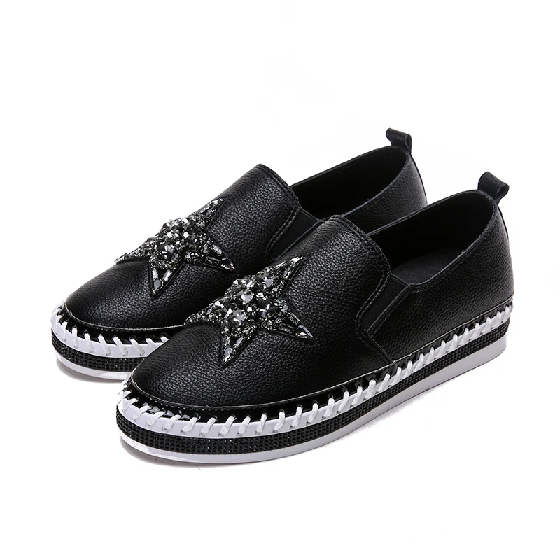 Black LAASIMI/Женская обувь; Размеры 35-43; весенние слипоны из натуральной кожи, увеличивающие рост; повседневная женская обувь на плоской подошве; женская обувь; - Цвет: Black