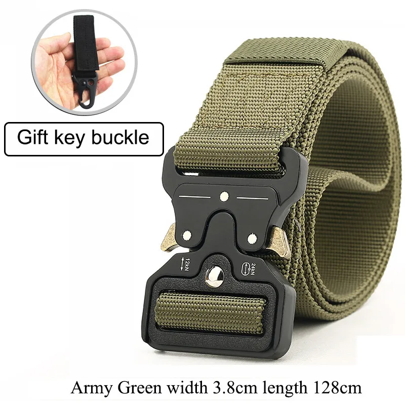 green 3.8cm Na ja, автоматическая пряжка, нейлоновый ремень, мужской армейский тактический ремень, мужской военный пояс, Холщовый широкий пояс-шарф, ремень, тренировочный боевой - Цвет: green 3.8cm