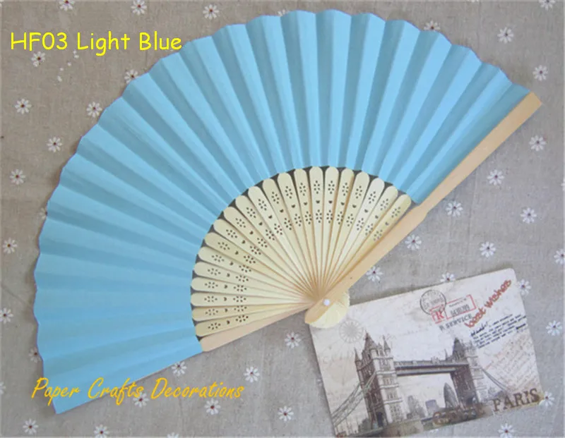 HF03 Light Blue 10 шт./партия 8,25 дюймов = 21 см складные бумажные бамбуковые вееры пастельные наружные Свадебная вечеринка украшения для мероприятий - Цвет: HF03 Light Blue