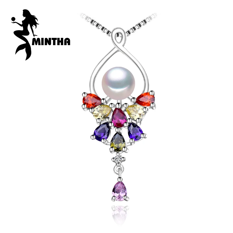 Ожерелье MINTHA из серебра 925 пробы с цветком Жемчужное ювелирное ожерелье